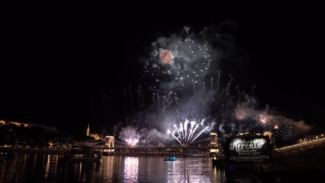 Symmetric firework explosion in Budapest evening on St Stephen's day