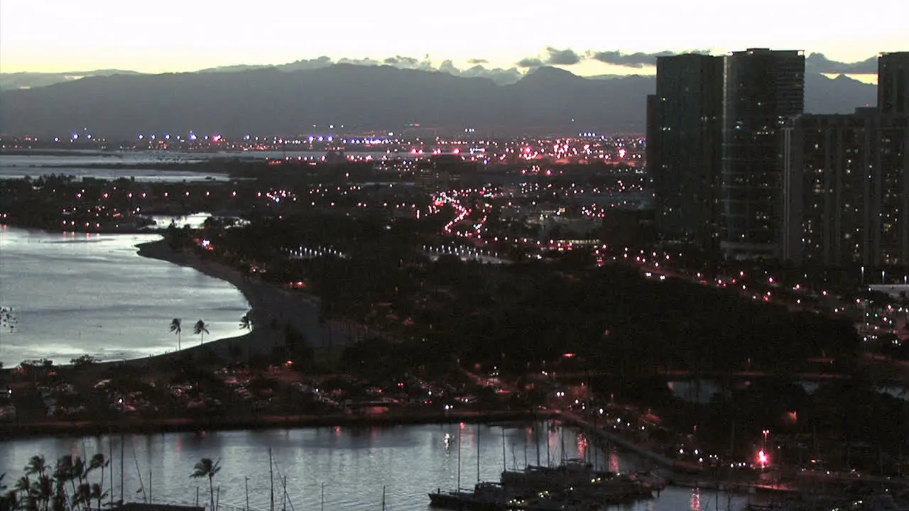 Honolulu lights and bay