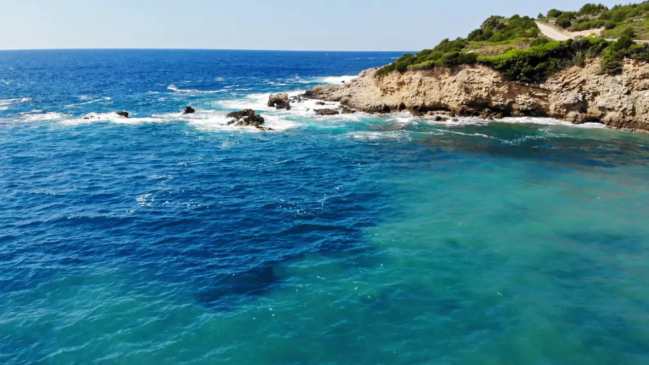 Coastal Road At The Cliff Near Jerusalem Beach In Erisos Kefalonia Greece