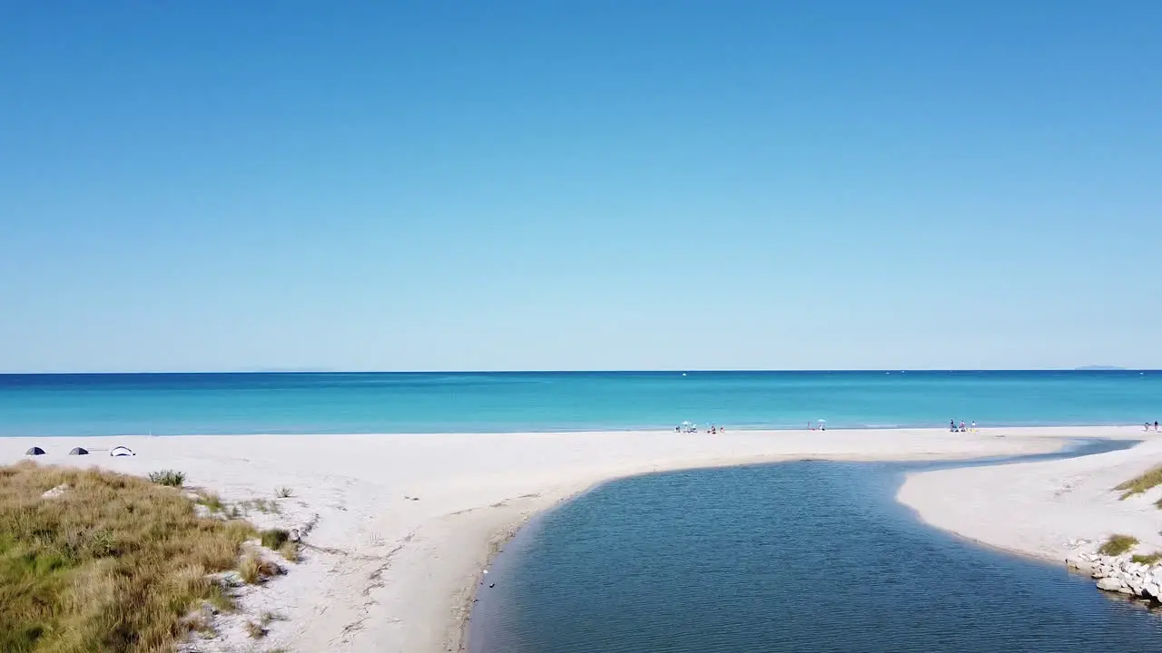 Rosignano Solvay aerial slowly entering view of Spiagge Bianche