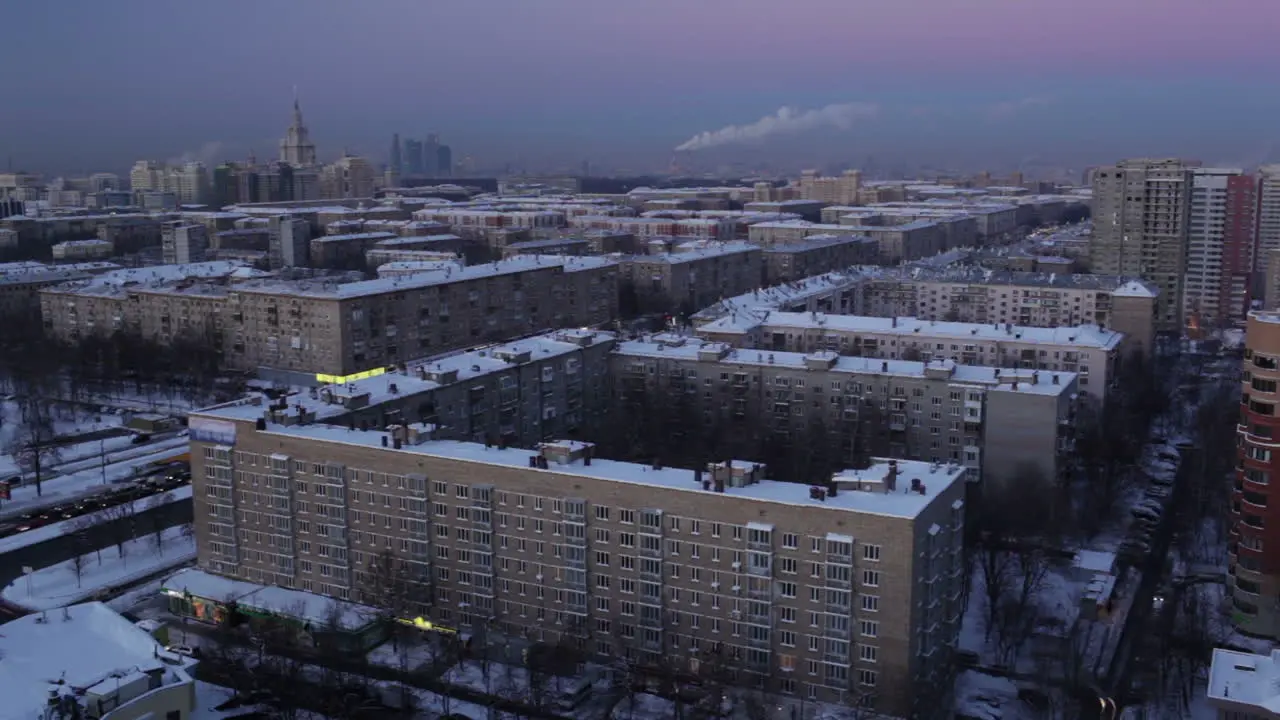 Night falls over the city